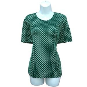 NY Collection Textured Green Black Geometric Top - Women’s Large